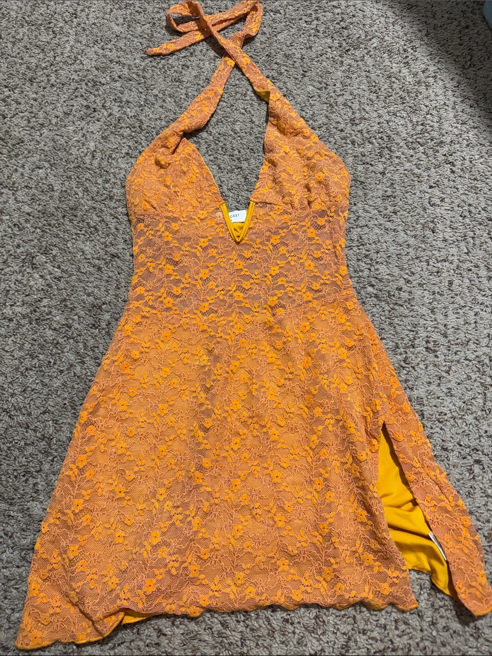 Outcast Orange Lace Halter Dress